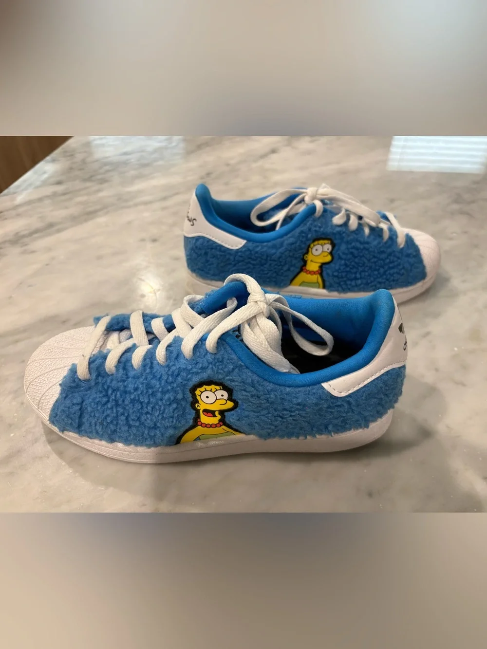 Adidas Superstar x The Simpsons Marge Blue Fuzzy Kids Shoes Size 4 Womens 5.5